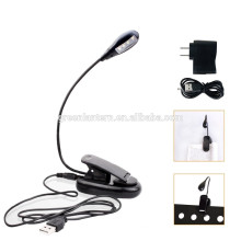 Rechargeable Flexible Clip on Desk Reading Light with 4 LED Book Light SMD 2 Brightness Setlings USB Book Lamp